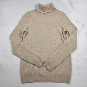 C By Bloomingdale's Cashmere Sweater Womens Small Beige Turtleneck Knit Pullover
